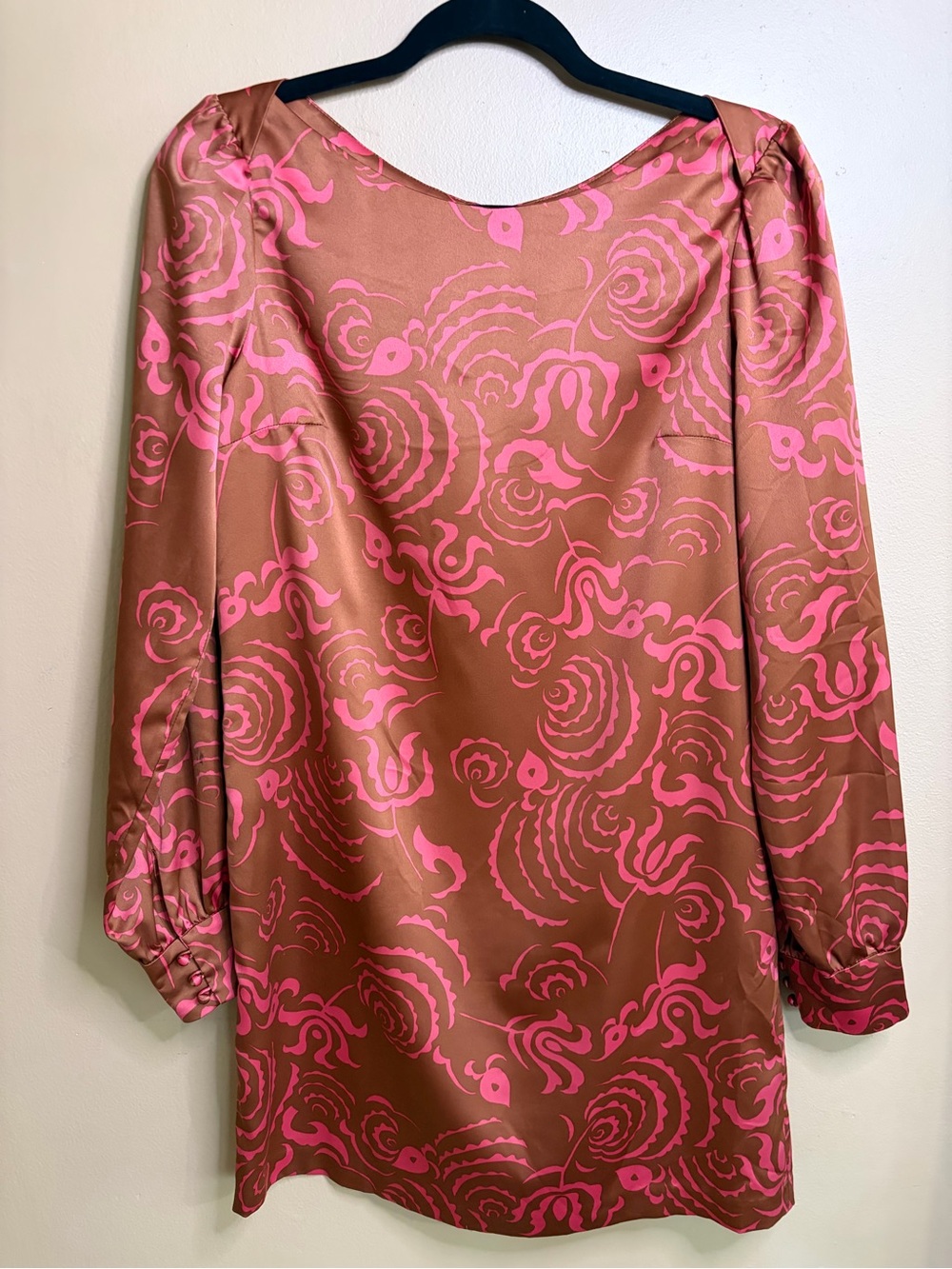 RACHEL Rachel Roy Pink & Brown Floral Long-Sleeve Dress